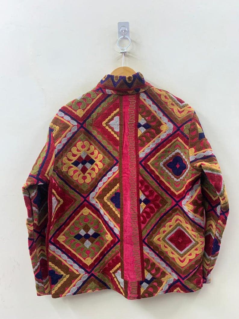 Handmade Velvet Suzani Embroidered Jacket Bohozani