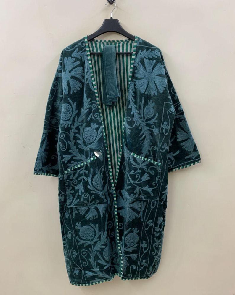 Velvet Suzani Long Kimono Robe | Boho Kimono Jacket | Gift For Her Bohozani