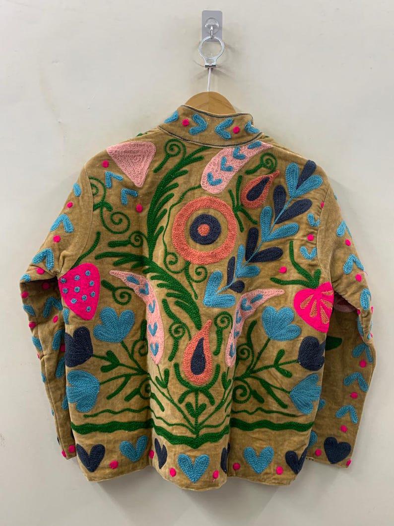 Velvet Suzani Jacket – Hand-Embroidered Floral Folk Coat – Boho Outerwear Bohozani
