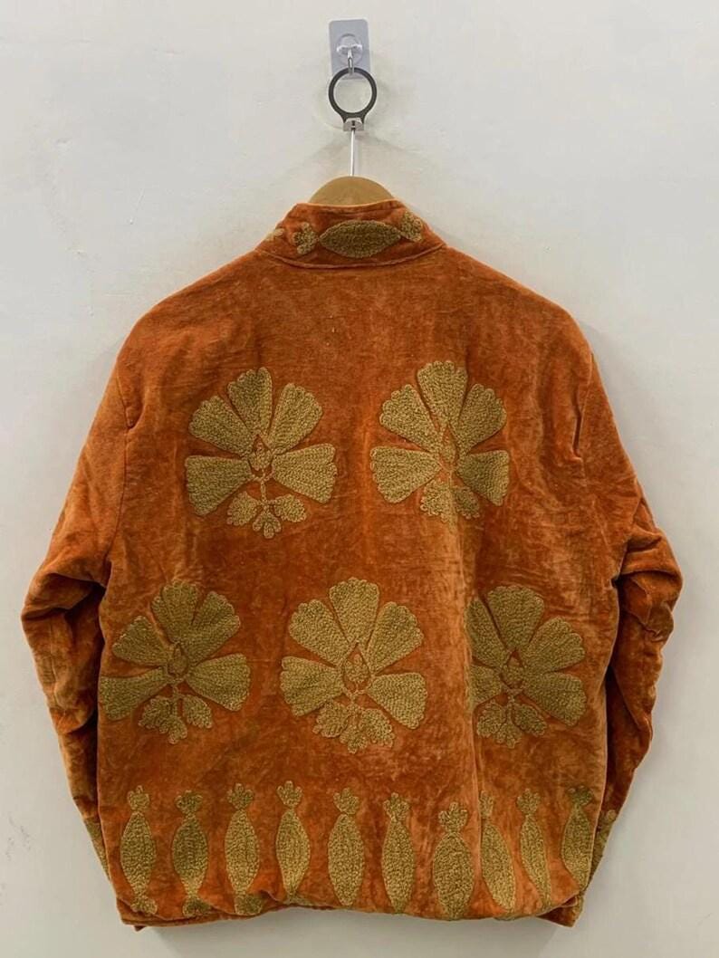 Handmade Velvet Suzani Embroidered Coat | Cropped Boho Ethnic Jacket Bohozani