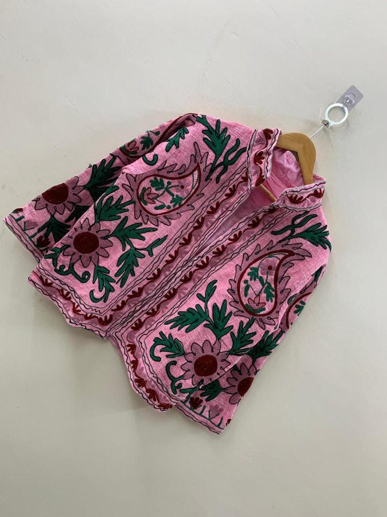 Embroidered Cotton Velvet Suzani Jacket | Floral Folk Art Boho Outerwear Bohozani