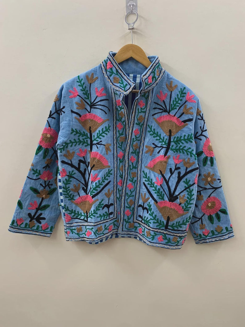 Hand-Embroidered Suzani Velvet Jacket | Short Bohemian Festival Coat Bohozani