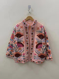 Embroidered Cotton Velvet Jacket | Floral Folk Art Boho Outerwear Bohozani