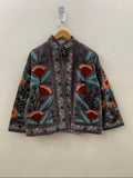 Velvet Suzani Floral Jacket | Hand-Embroidered Cropped Boho Outerwear Bohozani