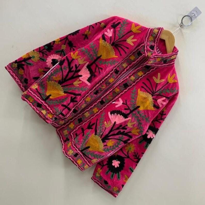 Handmade Floral Velvet Suzani Embroidered Jacket Bohozani