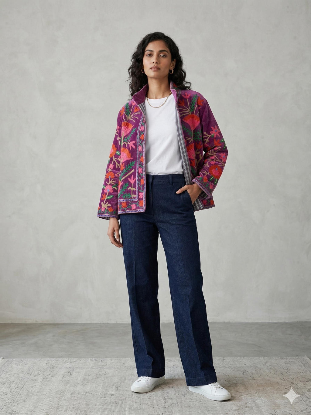 Handmade Velvet Suzani Embroidered Jacket Gift For MOM Bohozani