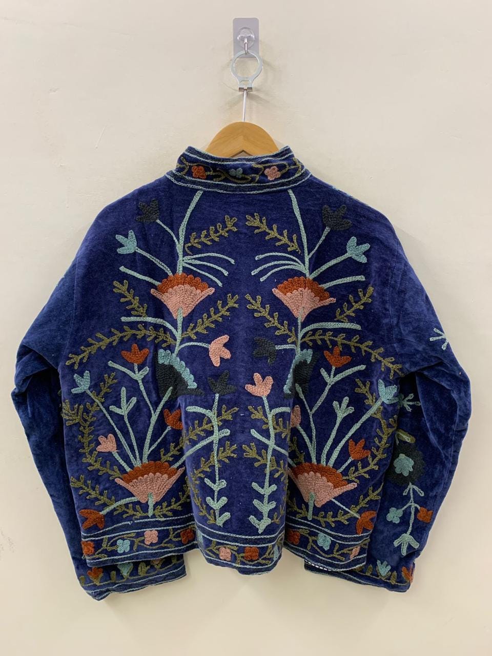 Embroidered Velvet Cropped Jacket | Colorful Floral Suzani Outerwear Bohozani