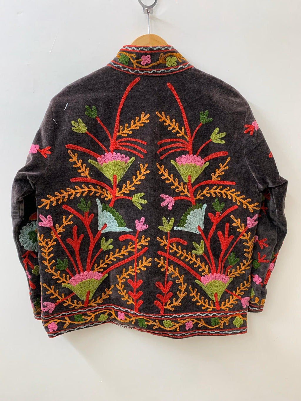 Embroidered Velvet Kimono Jacket | Suzani Floral Boho Outerwear Bohozani