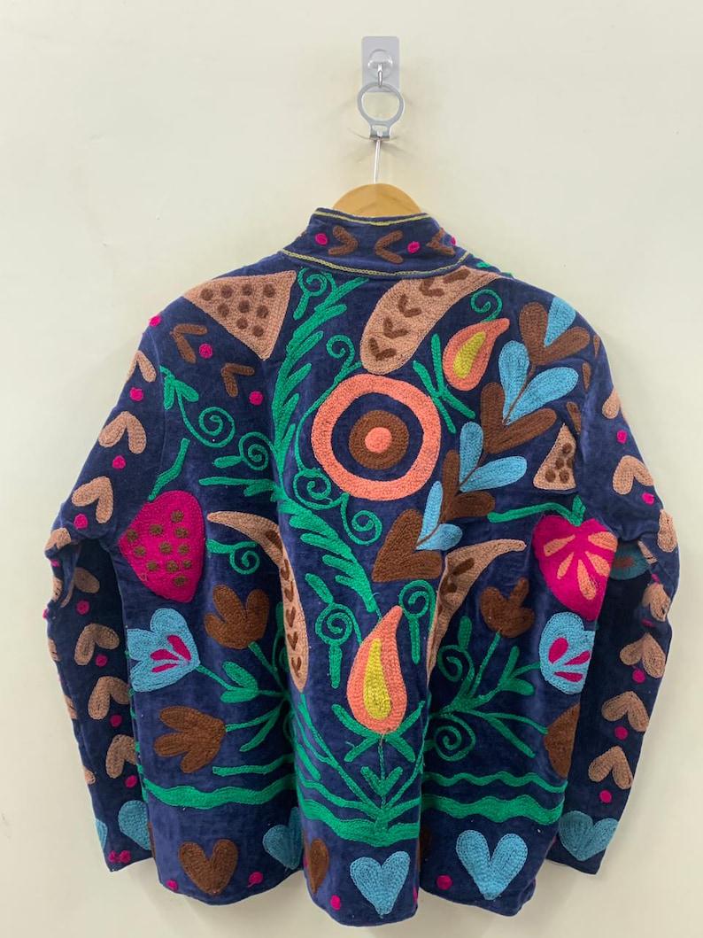 Velvet Suzani Jacket – Hand-Embroidered Boho Ethnic Kimono Outerwear Bohozani