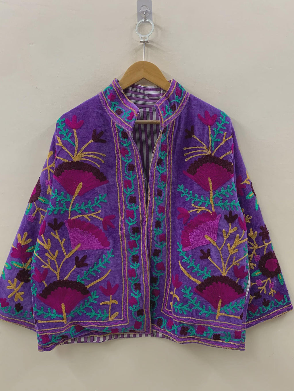 Suzani Embroidered Velvet Jacket | Handmade Short Bohemian Festival Coat Bohozani