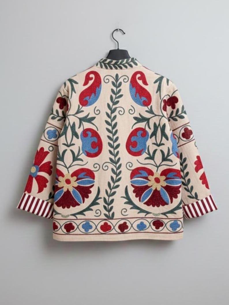 Velvet Suzani Embroidered Jacket | Bohemian Chic Coat | Warm Outerwear | Gift For Her Bohozani