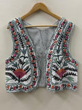 Embroidered Suzani Velvet Boho Vest | Floral Indian Waistcoat, Cotton Lined Jacket Bohozani