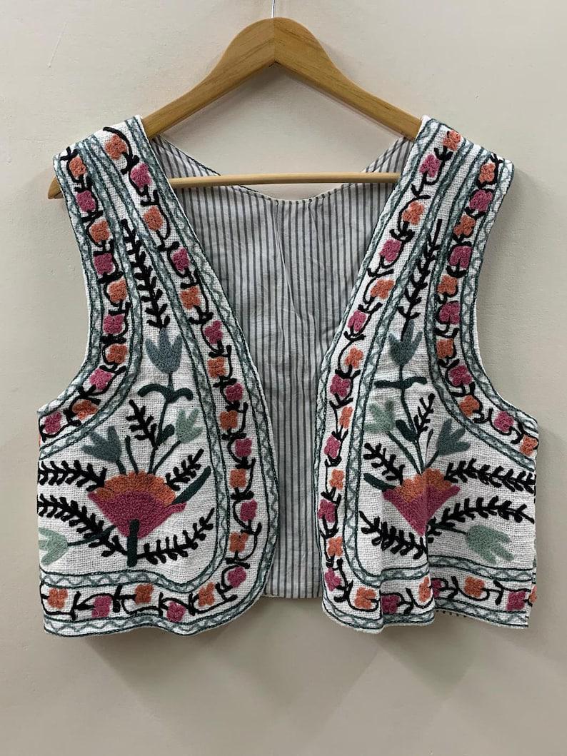 Embroidered Suzani Velvet Boho Vest | Floral Indian Waistcoat, Cotton Lined Jacket Bohozani