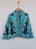 Peacock Embroidered Suzani Jacket | Vibrant Boho Duster | Gift For Her Bohozani