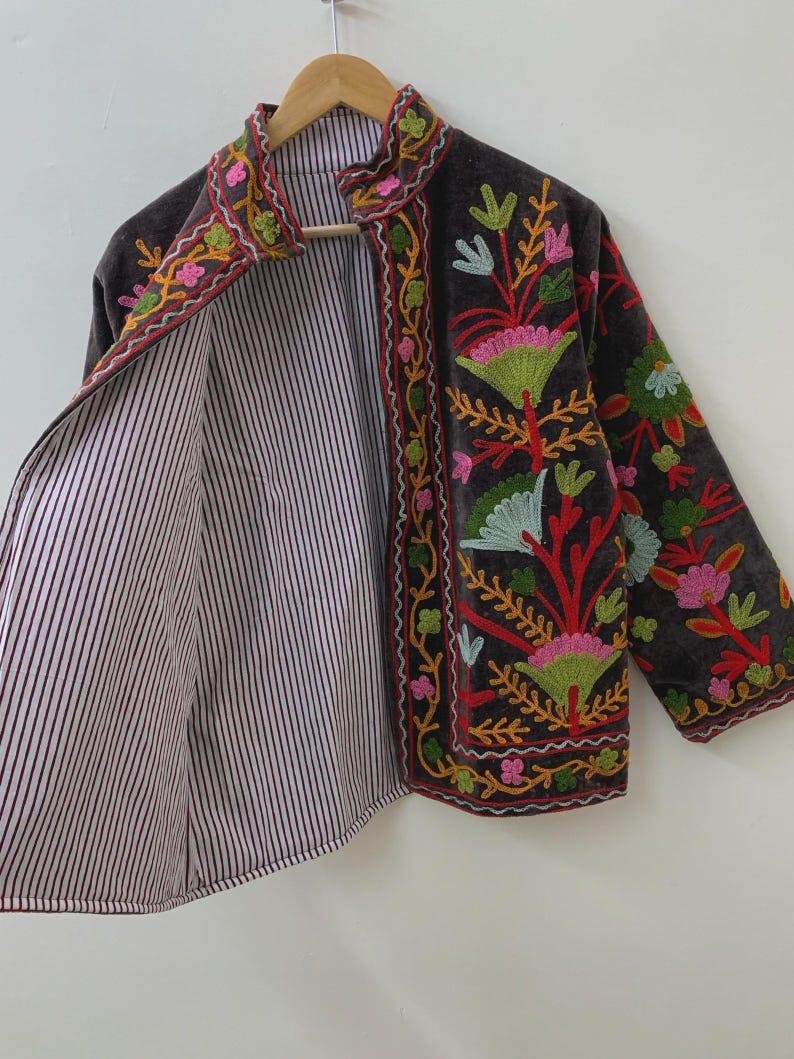 NEW COLLECTION Hand-Embroidered Velvet Suzani Jacket – Boho Ethnic Kimono Outerwear Gifr For Mom Bohozani