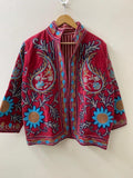 Handmade Velvet Suzani Jacket | Embroidered Floral Uzbek Outerwear Bohozani