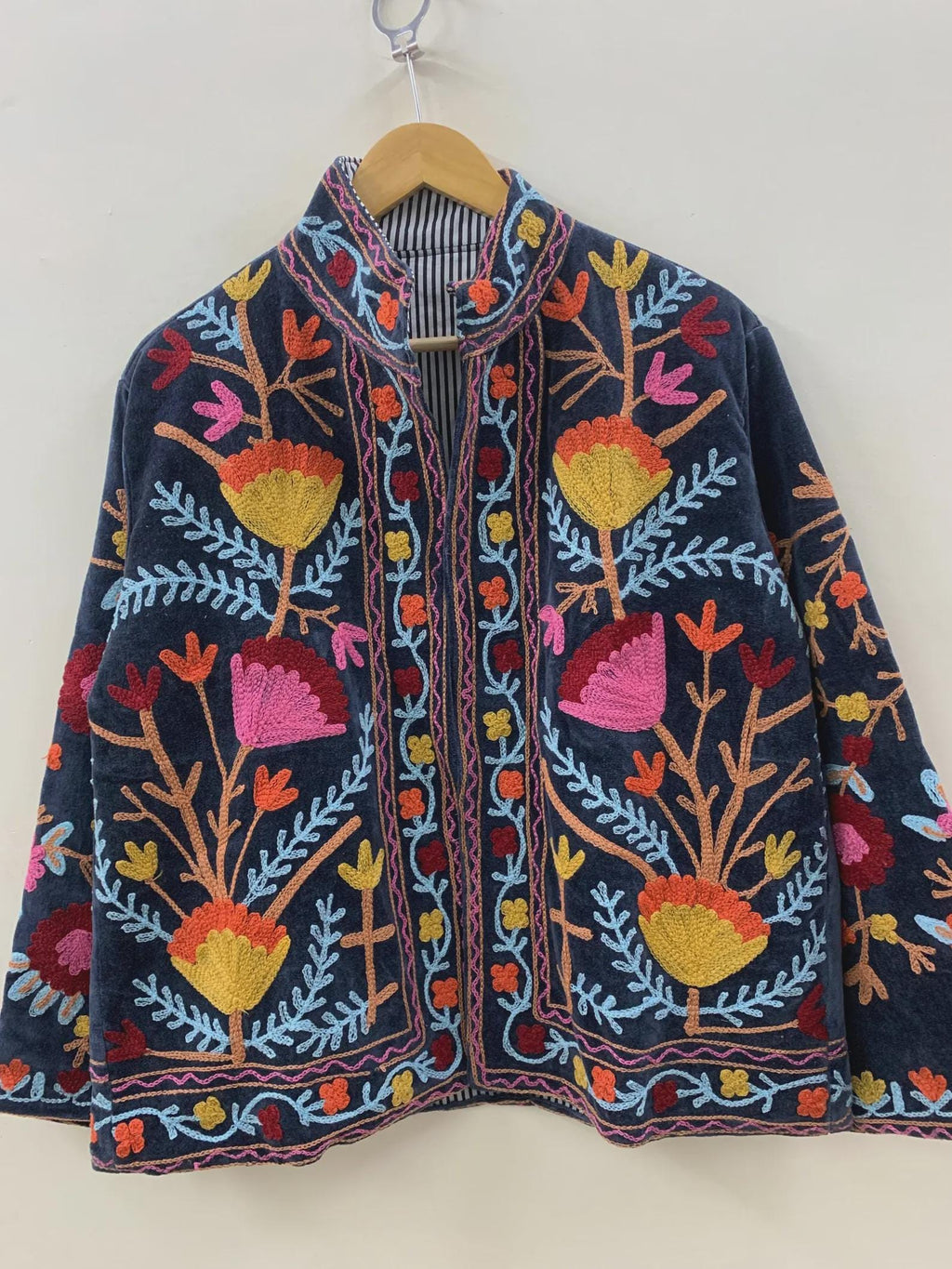 Handmade Velvet Suzani Jacket: Embroidered Bohemian Coat Bohozani