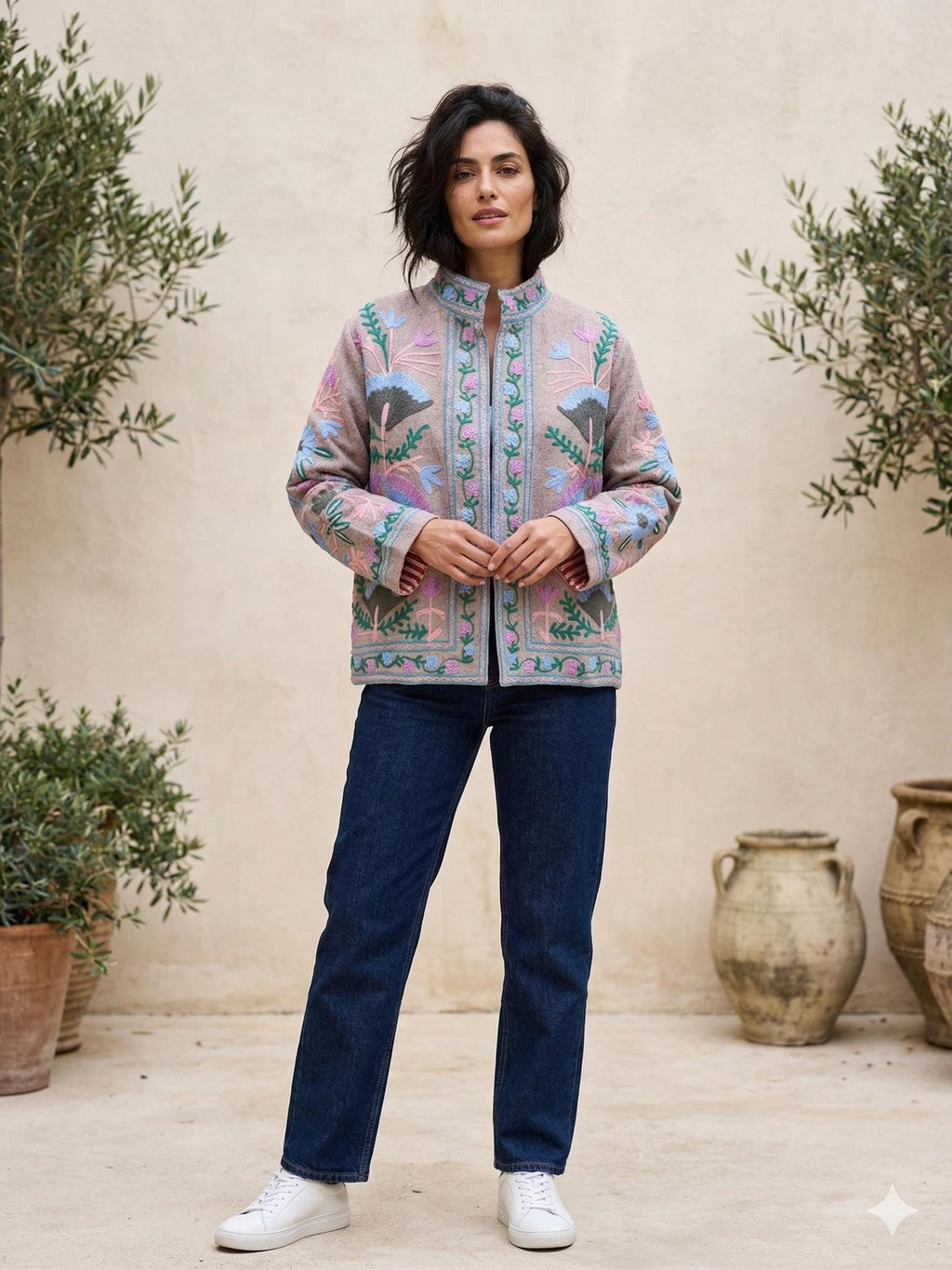 Colorful Suzani Embroidered Kimono |Handmade Coat |Festival Kimono |Duster Velvet Robe | Ethnic Floral Outerwear Bohozani