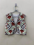 Suzani Embroidered Velvet Vest: Boho Floral Waistcoat, Cotton Lined Jacket Bohozani