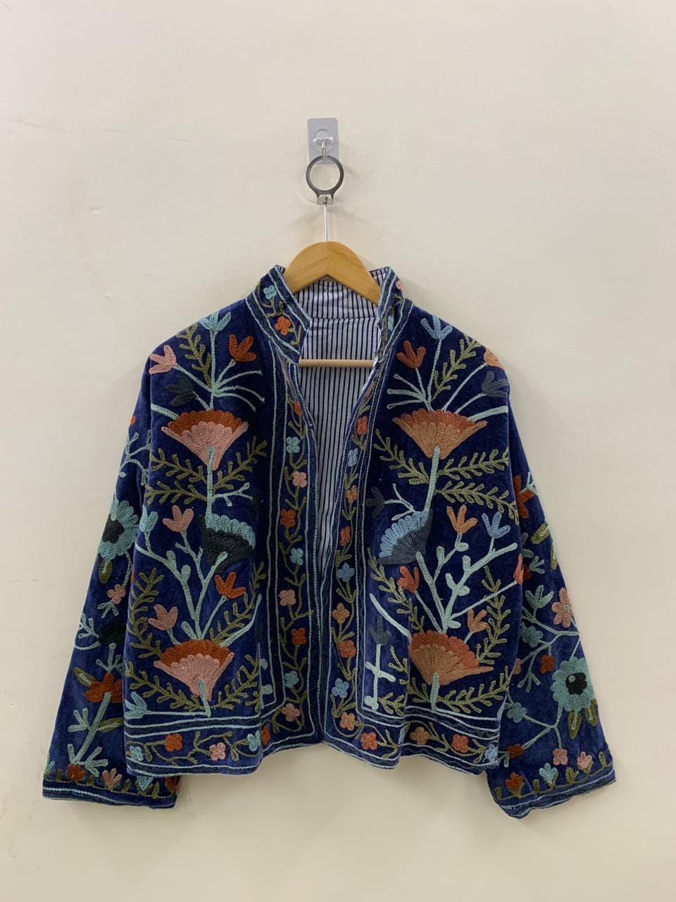 Embroidered Velvet Cropped Jacket | Colorful Floral Suzani Outerwear Bohozani