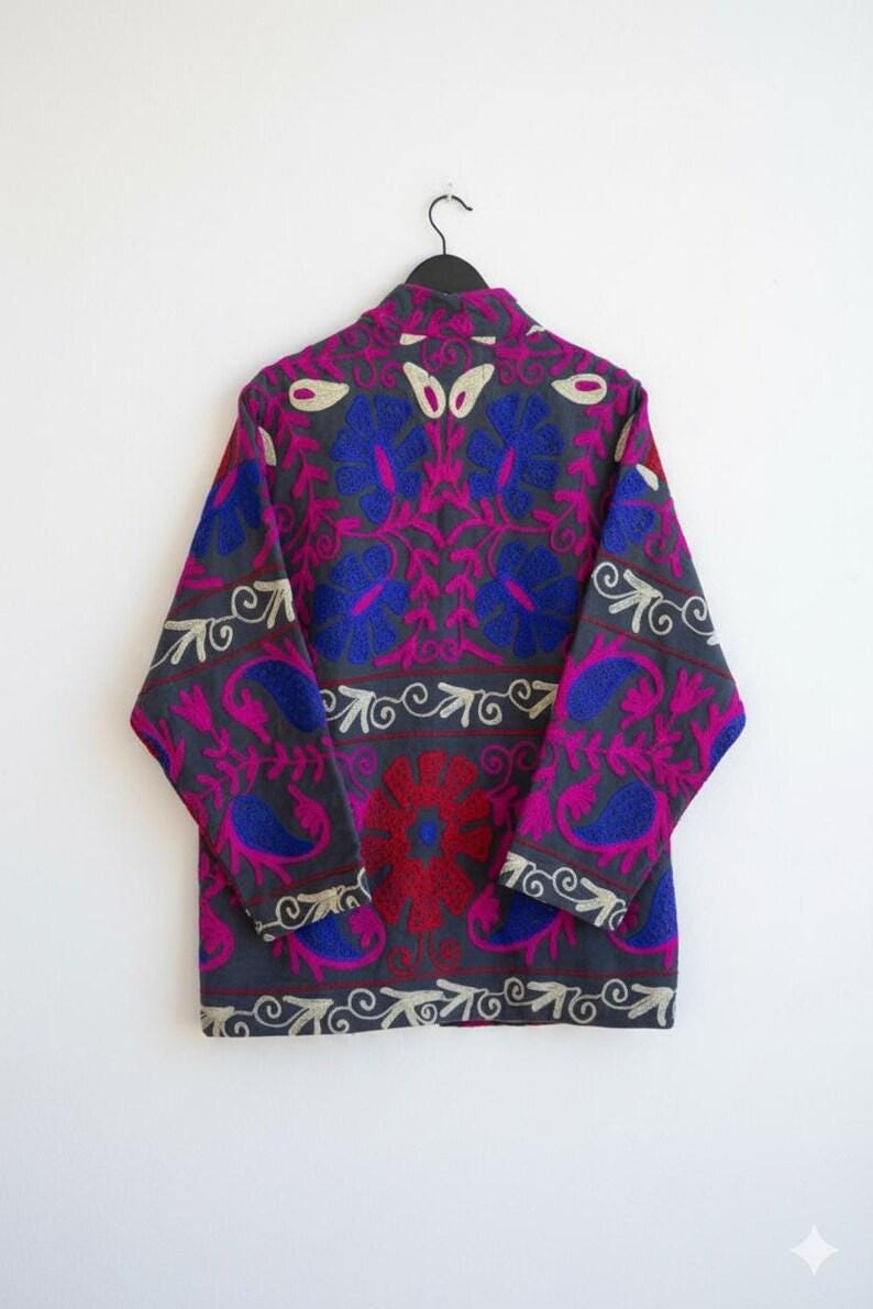 Floral Embroidered Japanese Kimono Jacket | Lightweight Bohemian Beach Coverup | Gift For Her Bohozani