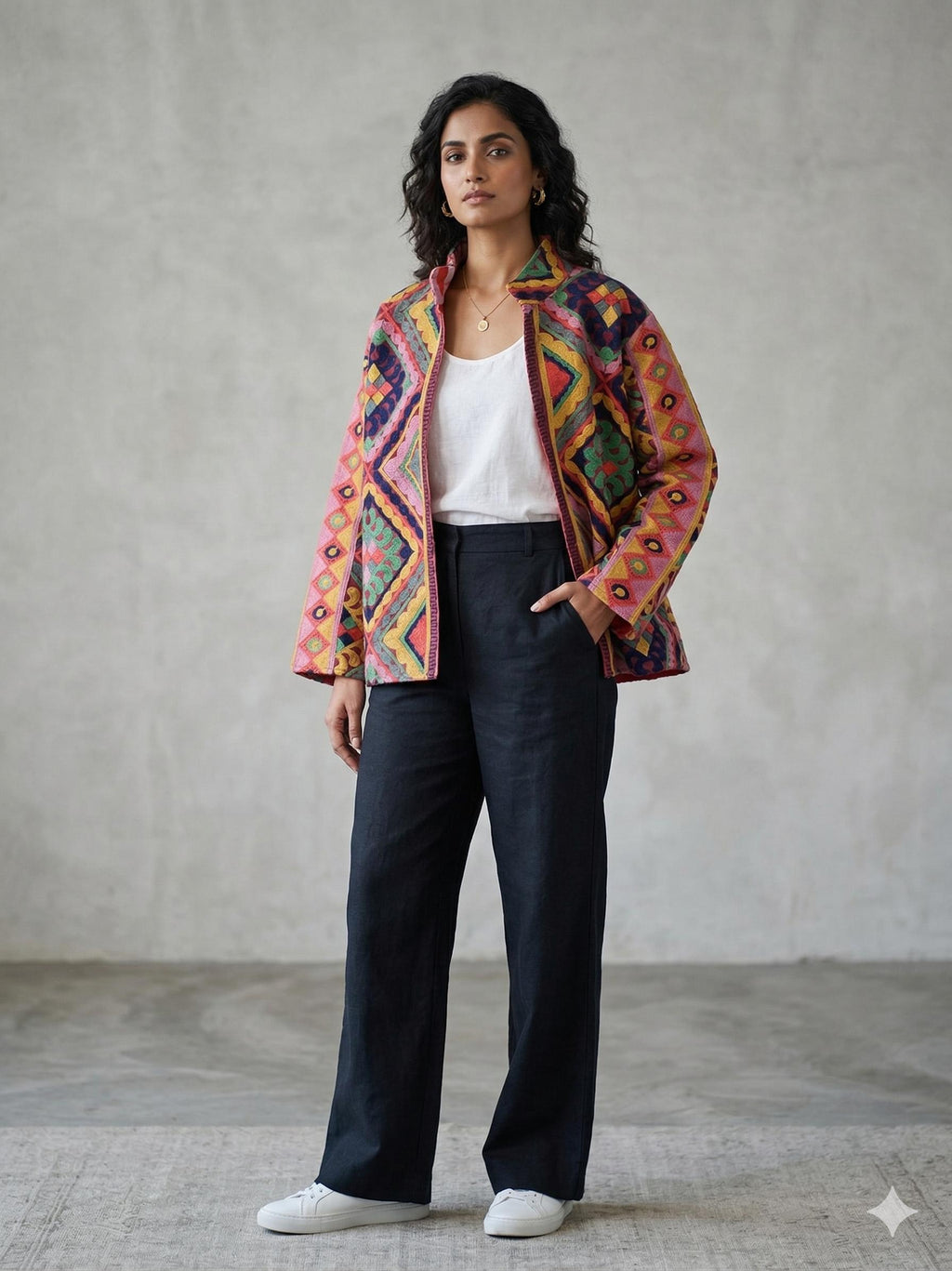 Handmade Velvet Suzani Embroidered Jacket Bohozani