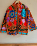 Handmade Suzani Velvet Jacket | Embroidered Boho Duster Coat Bohozani