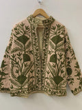 Bohemian Suzani Short Jacket | Vintage Uzbek Embroidered Kimono Coat Bohozani
