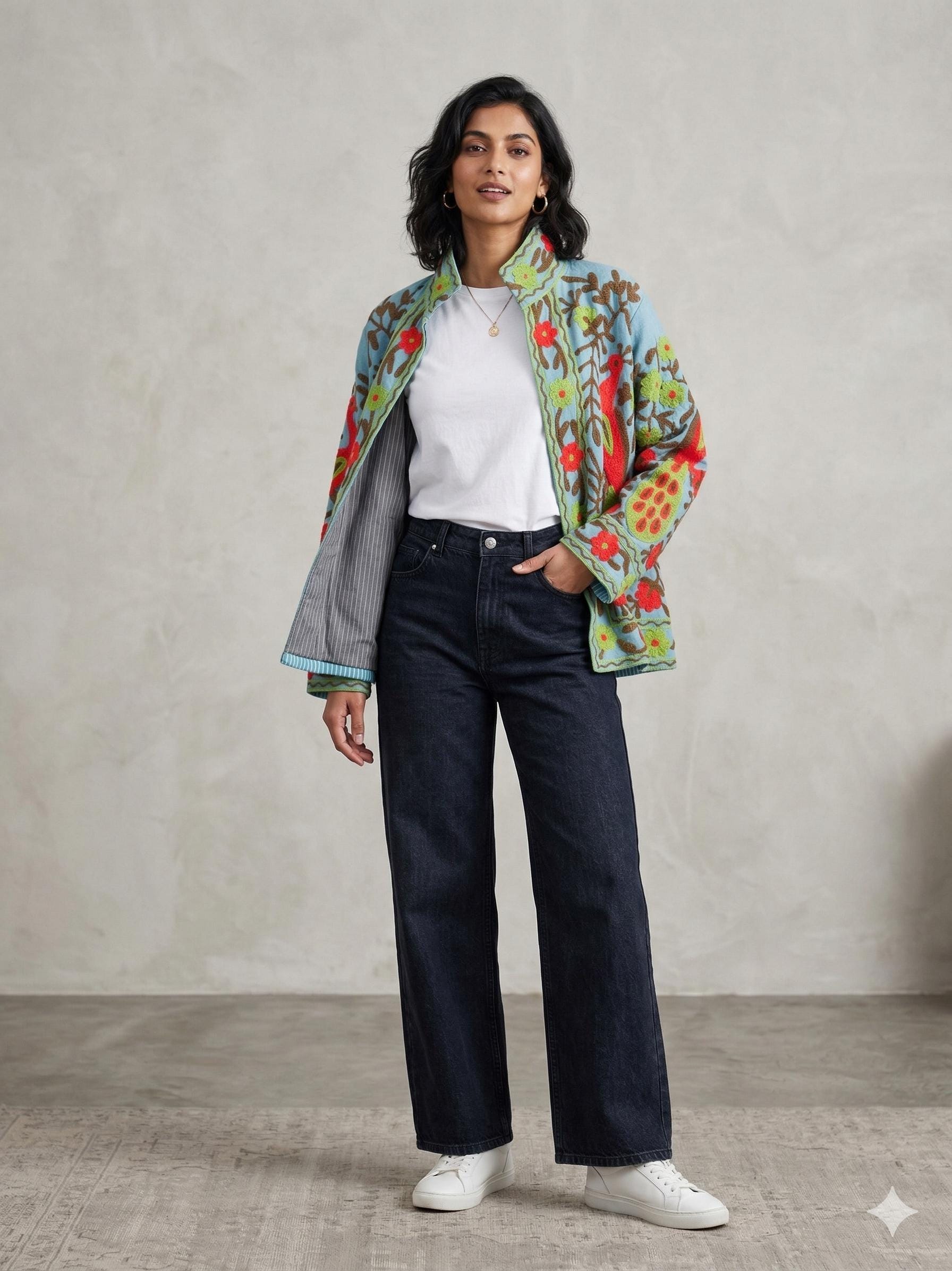Handmade Velvet Suzani Embroidered Jacket Bohozani