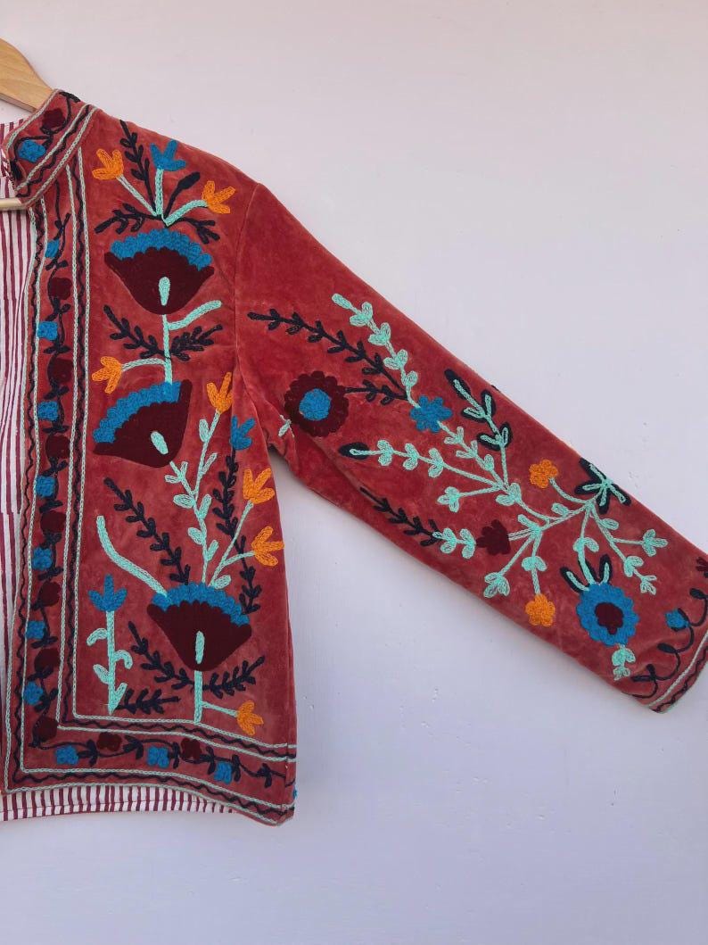 NEW COLLECTION Hand-Embroidered Velvet Suzani Jacket – Boho Ethnic Kimono Outerwear Gifr For Mom Bohozani