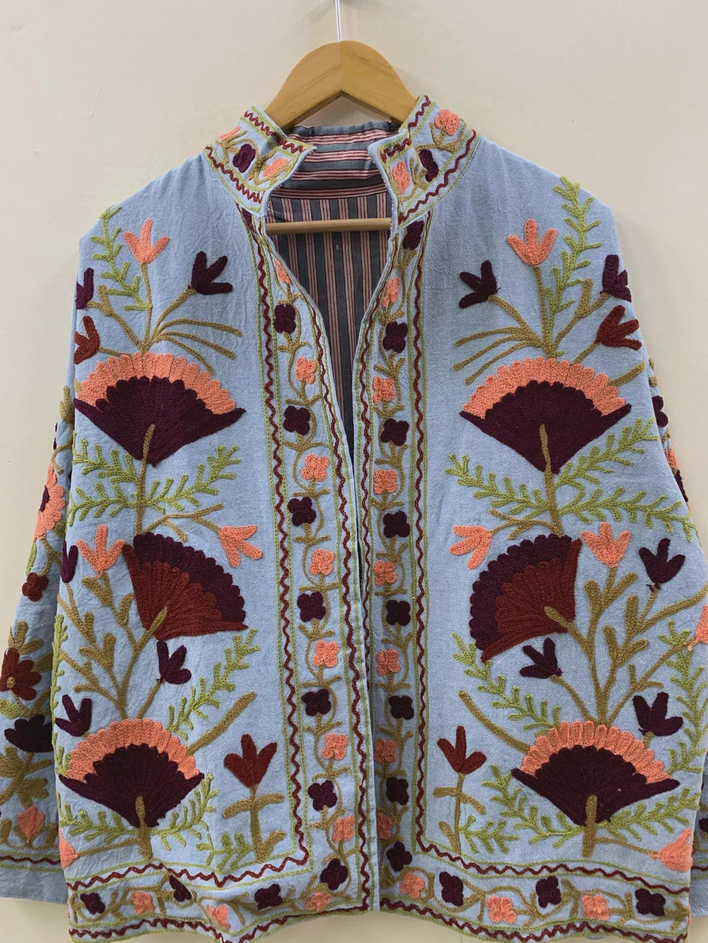 Handmade Velvet Suzani Jacket: Embroidered Bohemian Winter Coat. Turquoise Color For Woman And Girls Bohozani