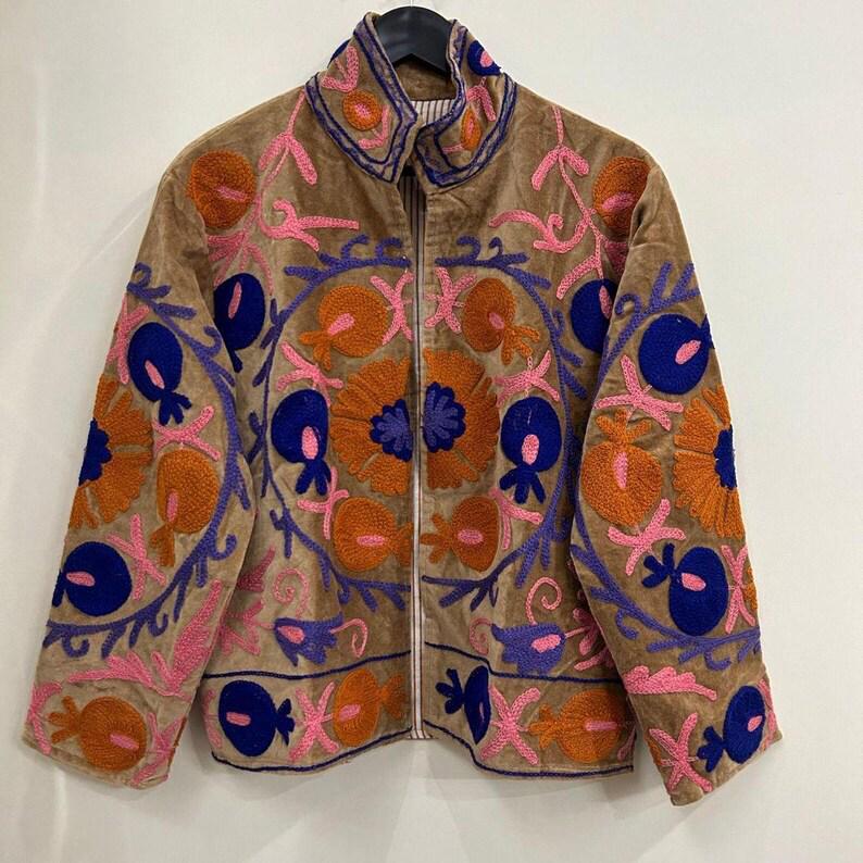 Floral Suzani Jacket – Handmade Embroidered Coat, Boho Vintage Style Outerwear, Festival Chic Bohozani