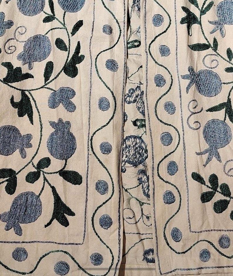 Hand Embroidered Suzani Kaftan – Organic Cotton Boho Kimono Coat Bohozani