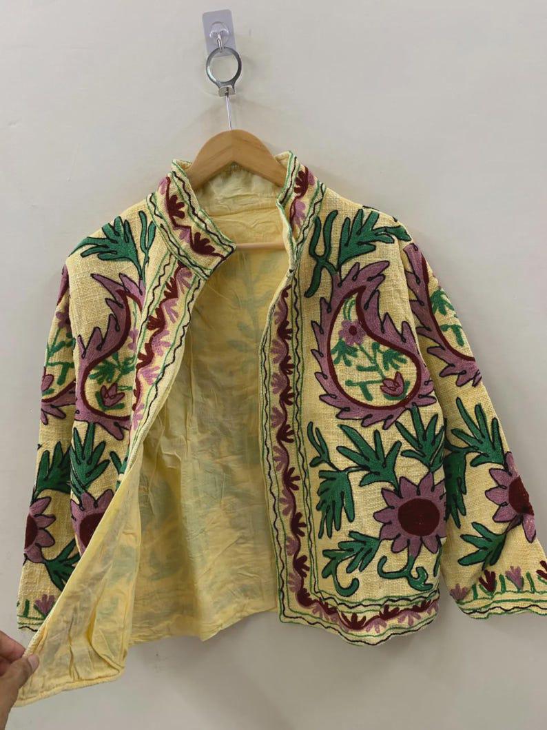 Handmade Suzani Embroidered Cotton Jacket | Boho Chic Coat | Gift For Her Bohozani