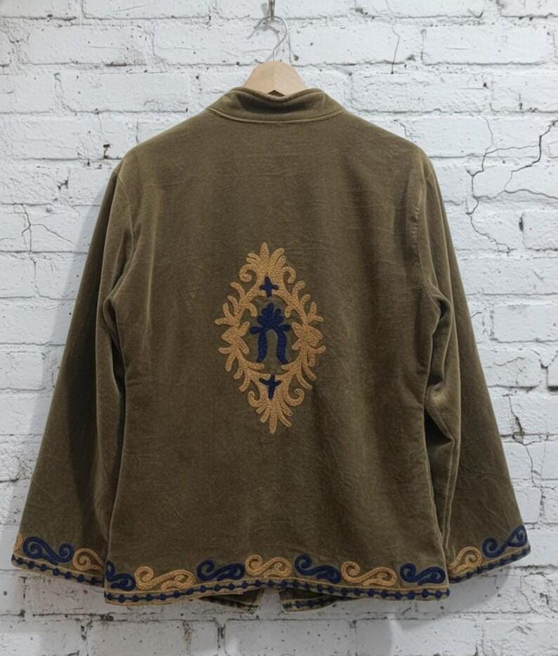 Hand-Embroidered Suzani Velvet Jacket | Bohemian Festival Coat Bohozani