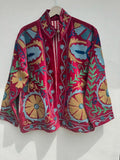 Handmade Suzani Velvet Jacket, Embroidered Floral Coat Bohozani