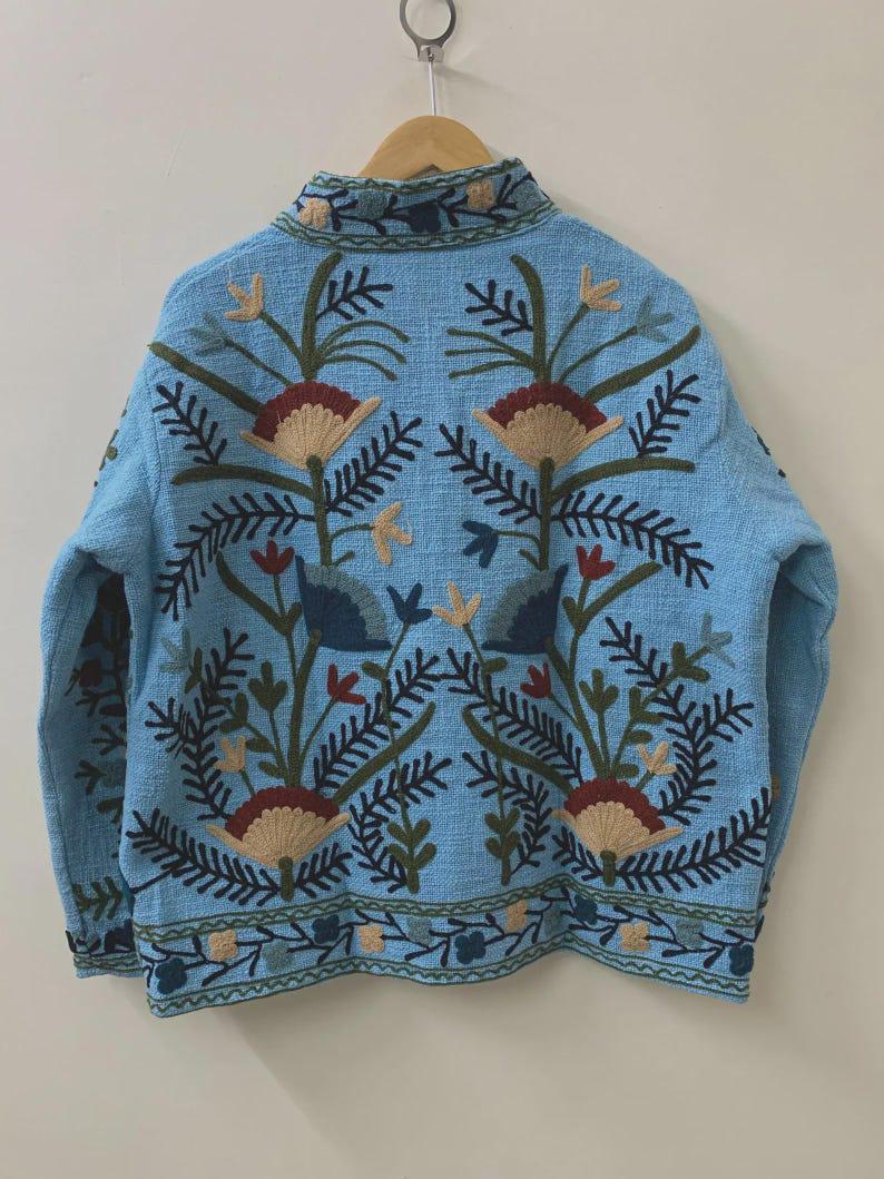 Embroidered Cotton Velvet Suzani Jacket | Floral Folk Art Boho Outerwear Bohozani