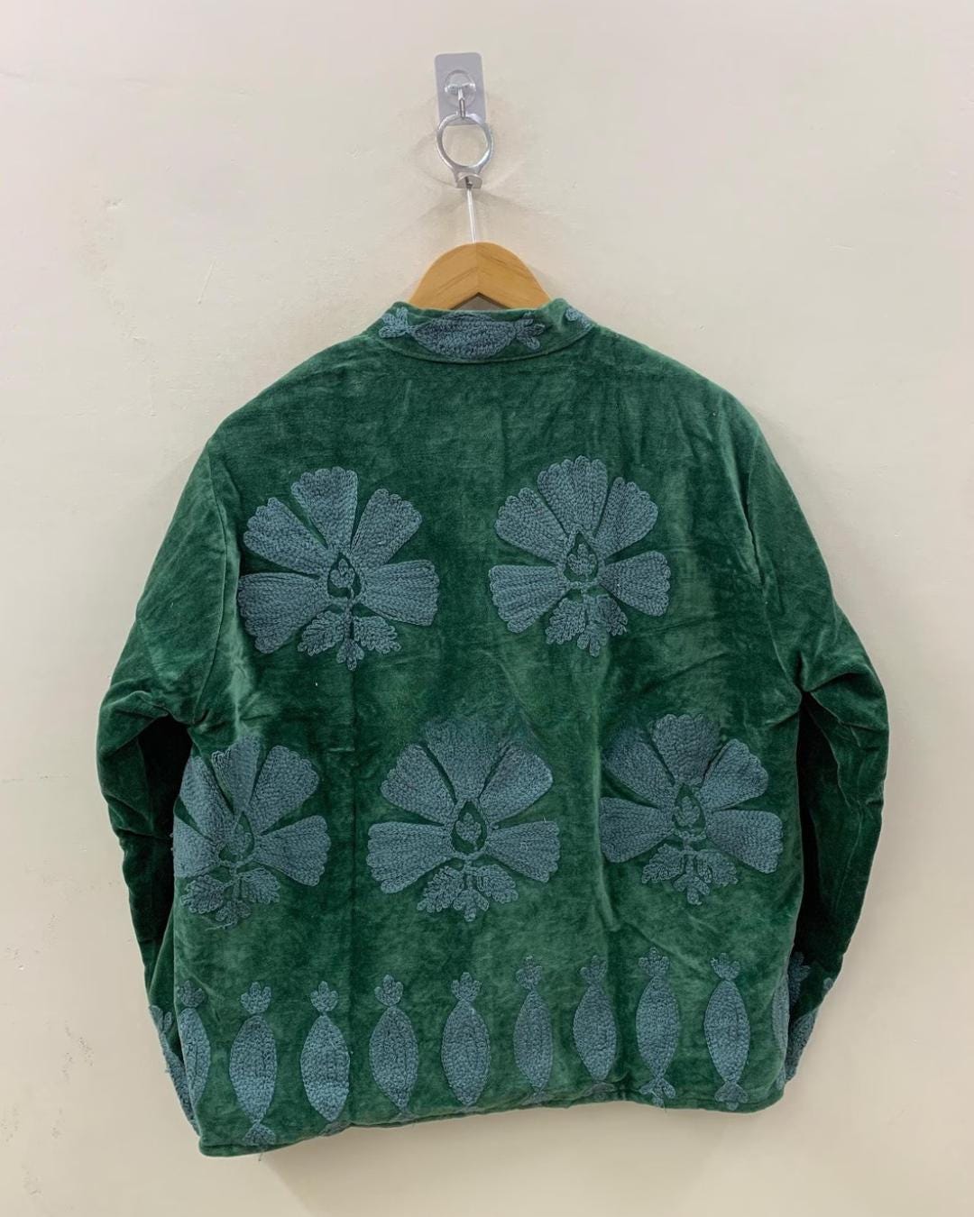 Handmade Floral Velvet Suzani Embroidered Jacket Gift For Mom Bohozani