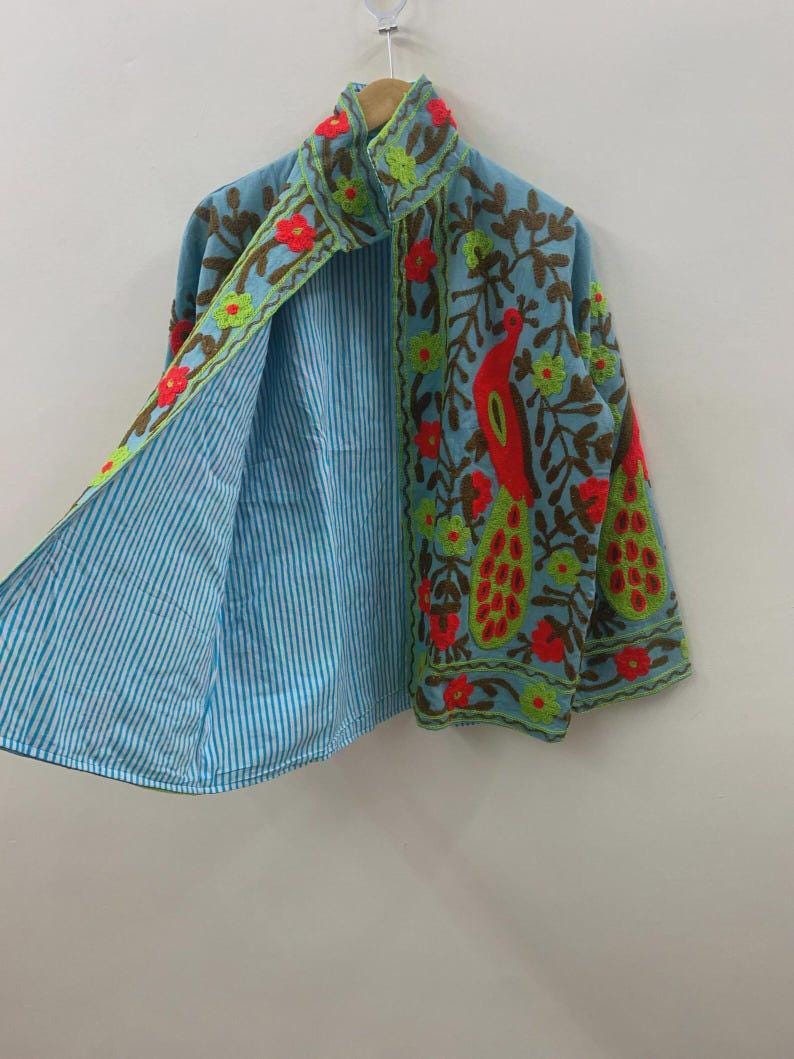 Handmade Velvet Suzani Embroidered Jacket Bohozani