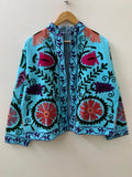 Velvet Suzani Embroidered Short Jacket | Boho Festival Statement Outerwear Bohozani
