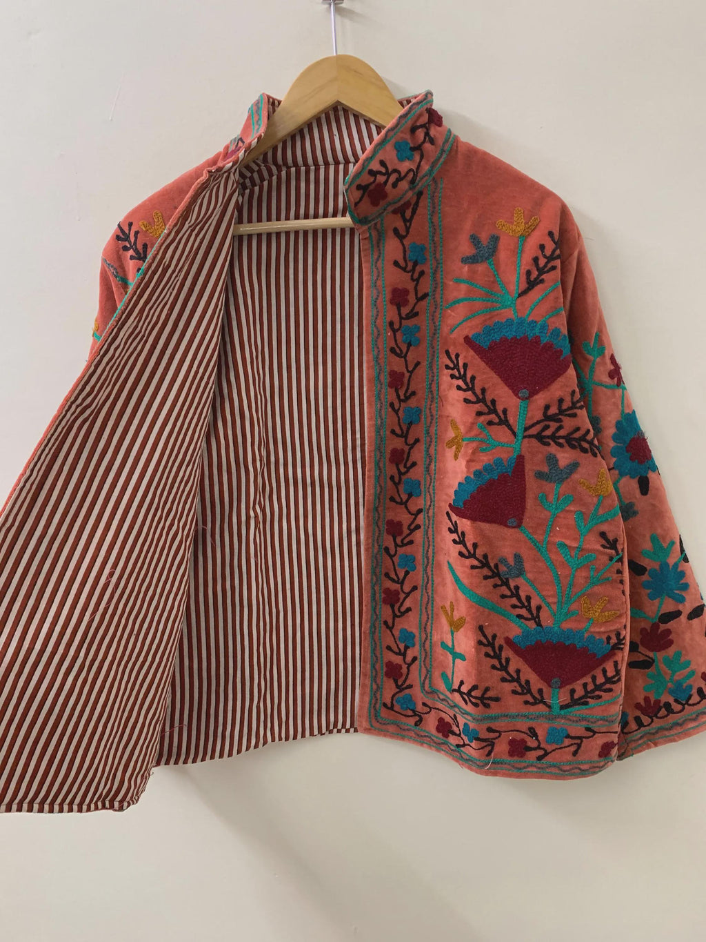 Suzani Embroidered Velvet Jacket | Handmade Short Bohemian Coat | Ethnic Kimono Outerwear Bohozani