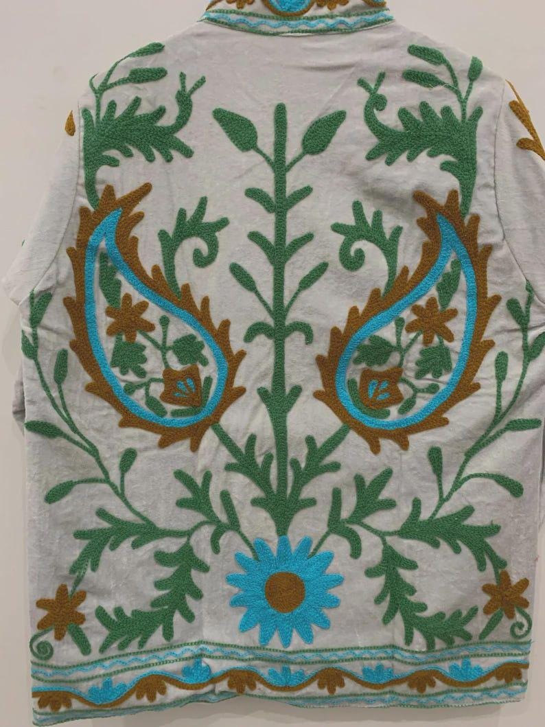 Handmade Velvet Suzani Embroidered Jacket Bohozani