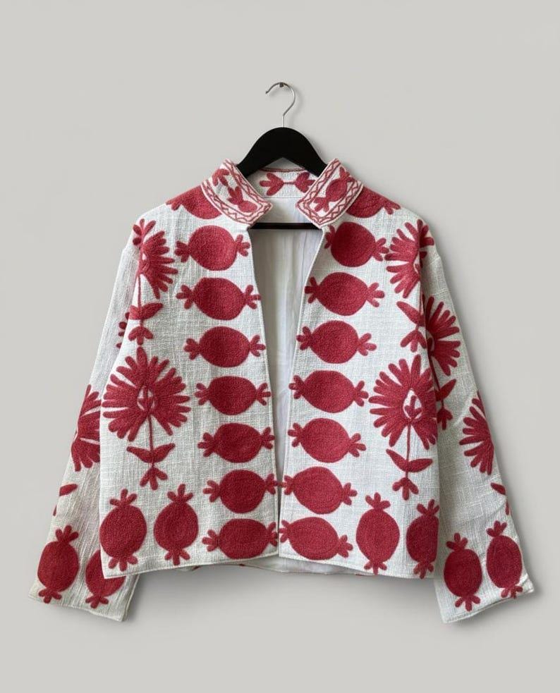 Floral Embroidered Suzani TNT Jacket, Floral Paisley Coat | Gift For Her | Bomber Outerwear Bohozani