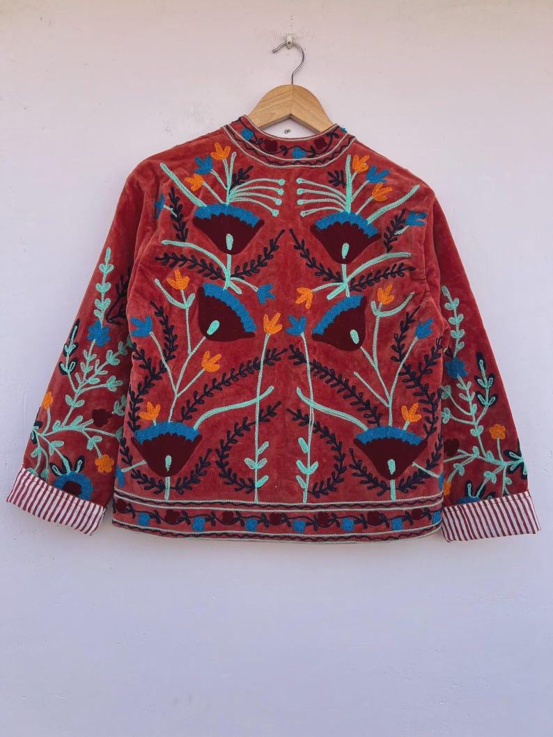 NEW COLLECTION Hand-Embroidered Velvet Suzani Jacket – Boho Ethnic Kimono Outerwear Gifr For Mom Bohozani
