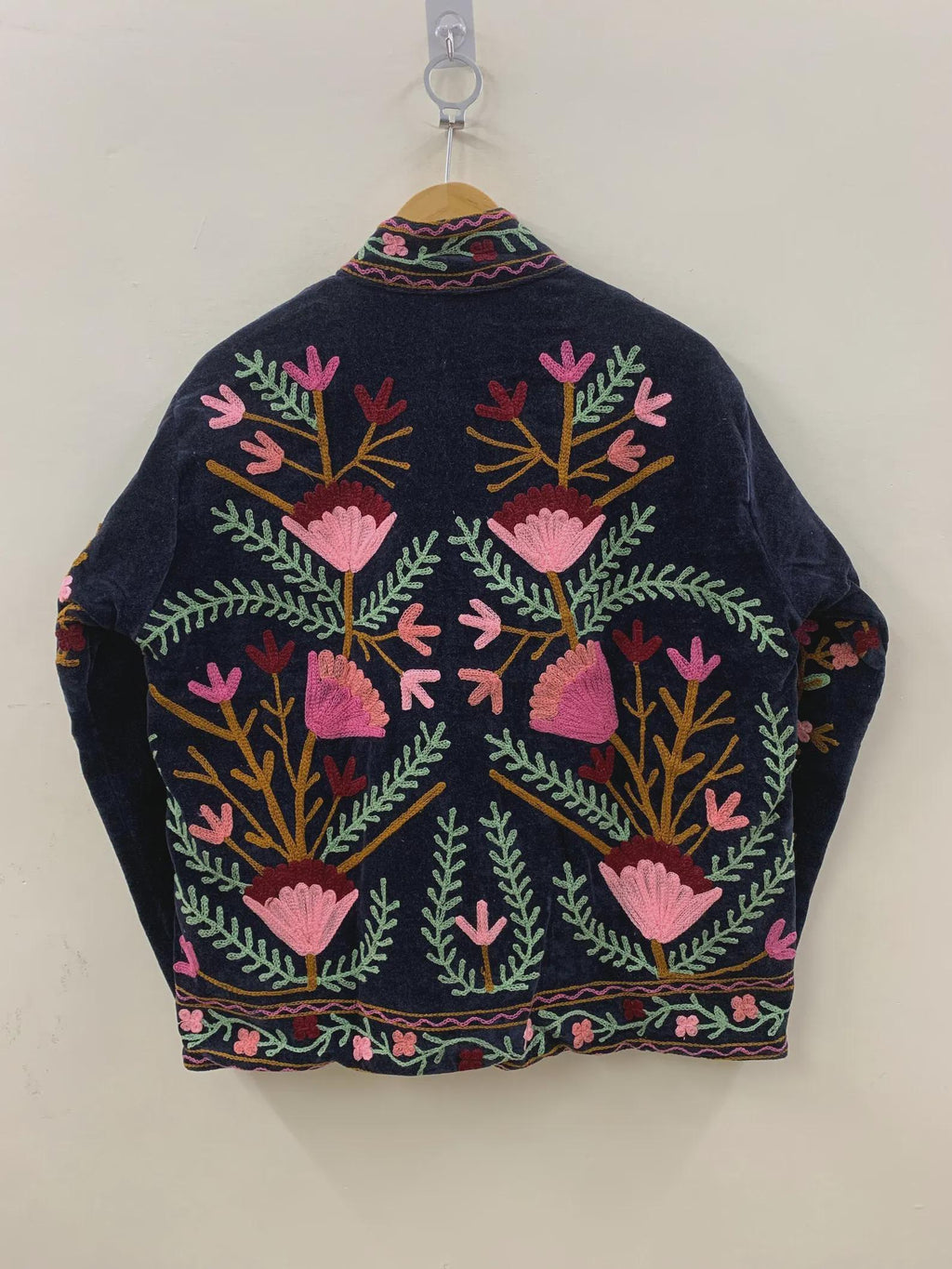 Suzani Embroidered Velvet Jacket | Short Bohemian Festival Coat, Ethnic Kimono Style Bohozani