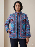 NEW COLLECTION Blue Hand-Embroidered Velvet Suzani Jacket – Boho Ethnic Kimono Outerwear Mother's Day Gift Bohozani