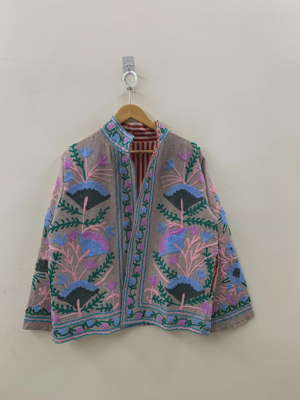 Colorful Suzani Embroidered Kimono |Handmade Coat |Festival Kimono |Duster Velvet Robe | Ethnic Floral Outerwear Bohozani