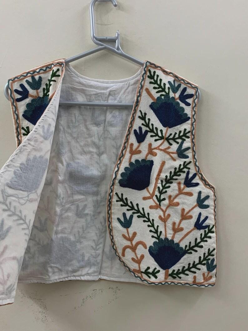 Hand-Embroidered Suzani Velvet Vest | Floral Boho Festival Jacket Bohozani
