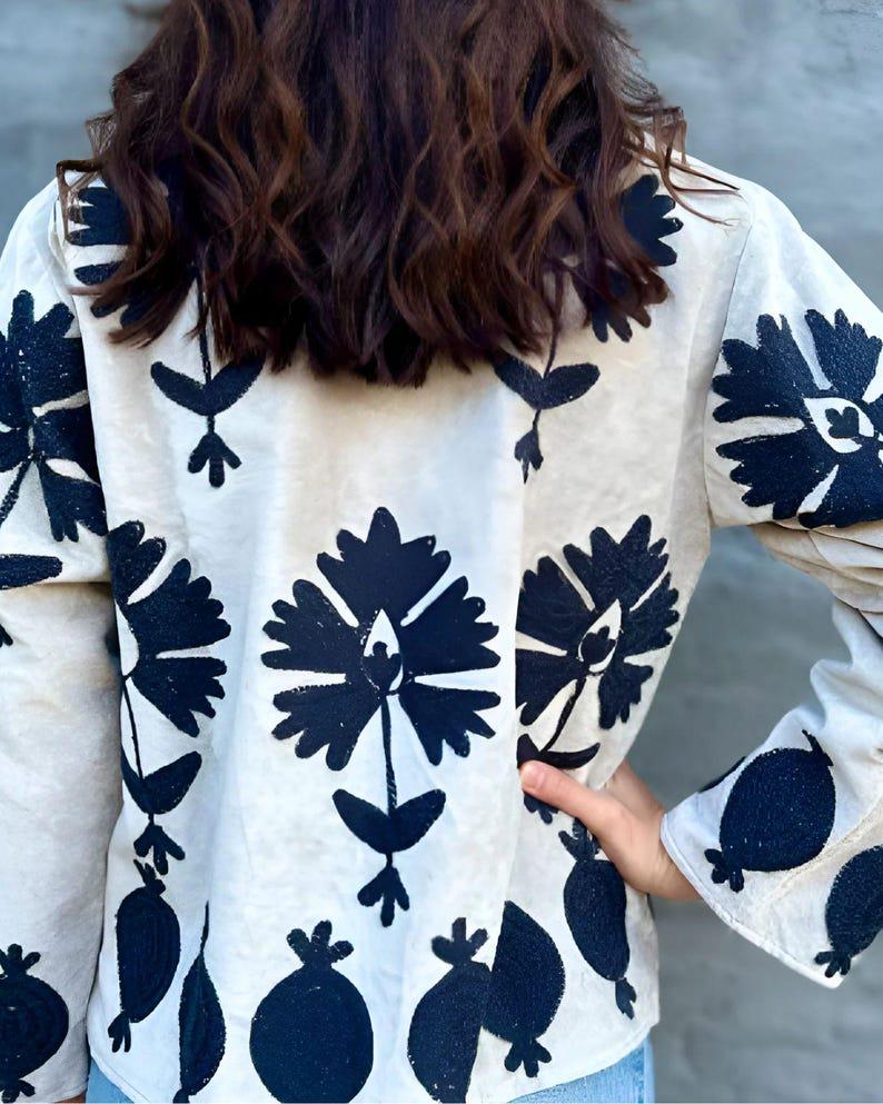 Handmade Velvet Suzani Embroidered Jacket | Boho Kimono Coat Bohozani