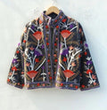 Floral Suzani Velvet Jacket, Vintage Embroidered Ethnic Chic Outerwear Bohozani